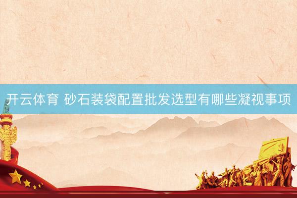 开云体育 砂石装袋配置批发选型有哪些凝视事项