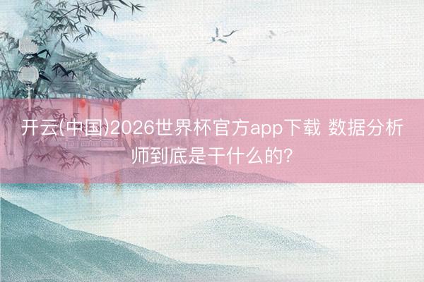 开云(中国)2026世界杯官方app下载 数据分析师到底是干什么的？
