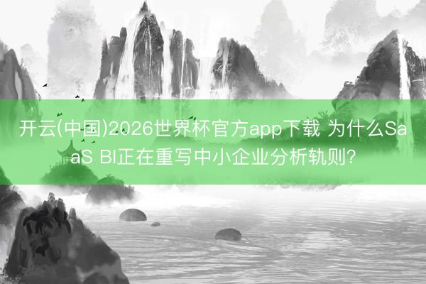 开云(中国)2026世界杯官方app下载 为什么SaaS BI正在重写中小企业分析轨则？