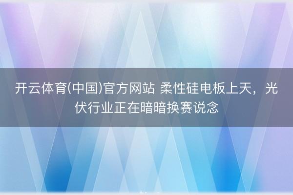 开云体育(中国)官方网站 柔性硅电板上天，光伏行业正在暗暗换赛说念