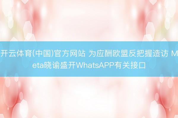 开云体育(中国)官方网站 为应酬欧盟反把握造访 Meta晓谕盛开WhatsAPP有关接口