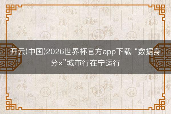 开云(中国)2026世界杯官方app下载 “数据身分×”城市行在宁运行