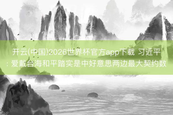 开云(中国)2026世界杯官方app下载 习近平: 爱戴台海和平踏实是中好意思两边最大契约数