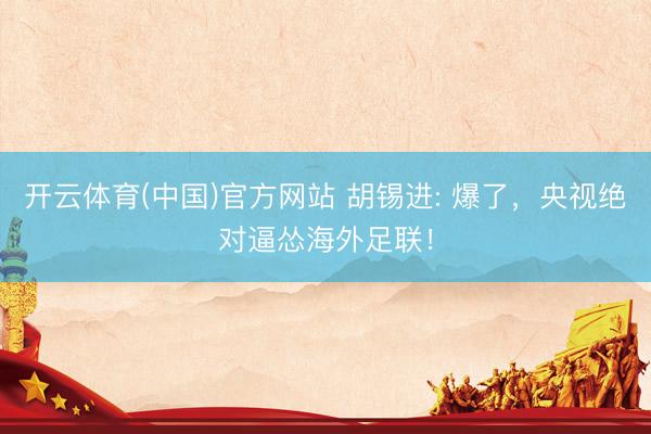 开云体育(中国)官方网站 胡锡进: 爆了，央视绝对逼怂海外足联！