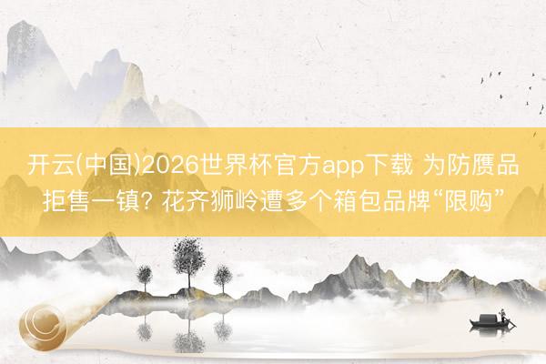 开云(中国)2026世界杯官方app下载 为防赝品拒售一镇? 花齐狮岭遭多个箱包品牌“限购”