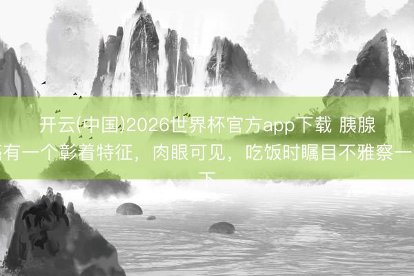 开云(中国)2026世界杯官方app下载 胰腺癌有一个彰着特征，肉眼可见，吃饭时瞩目不雅察一下