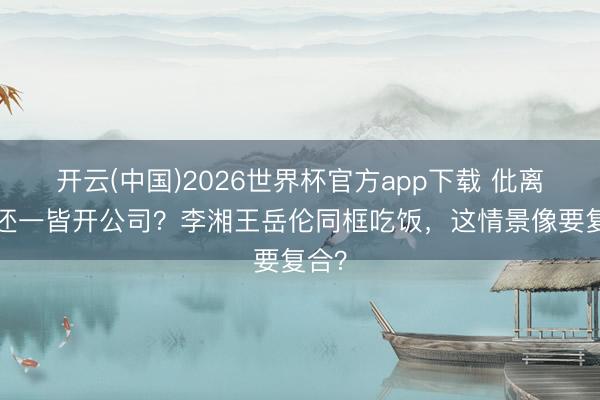 开云(中国)2026世界杯官方app下载 仳离5年还一皆开公司？李湘王岳伦同框吃饭，这情景像要复合？
