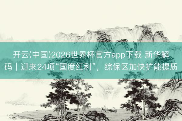 开云(中国)2026世界杯官方app下载 新华解码｜迎来24项“国度红利”，综保区加快扩能提质