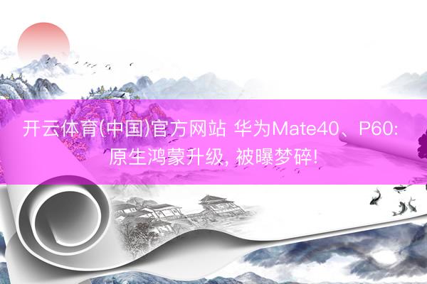 开云体育(中国)官方网站 华为Mate40、P60: 原生鸿蒙升级， 被曝梦碎!