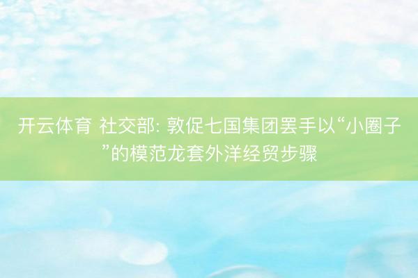 开云体育 社交部: 敦促七国集团罢手以“小圈子”的模范龙套外洋经贸步骤