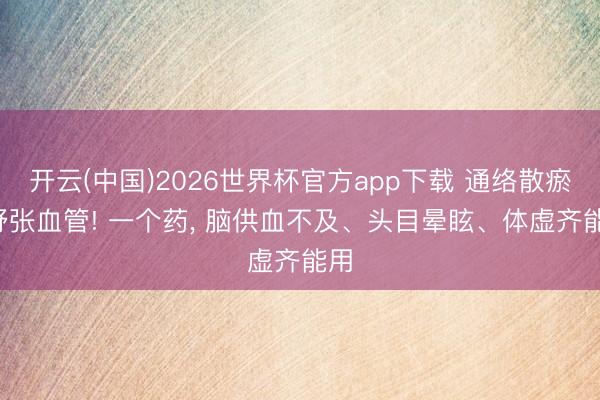 开云(中国)2026世界杯官方app下载 通络散瘀， 舒张血管! 一个药， 脑供血不及、头目晕眩、体虚齐能用